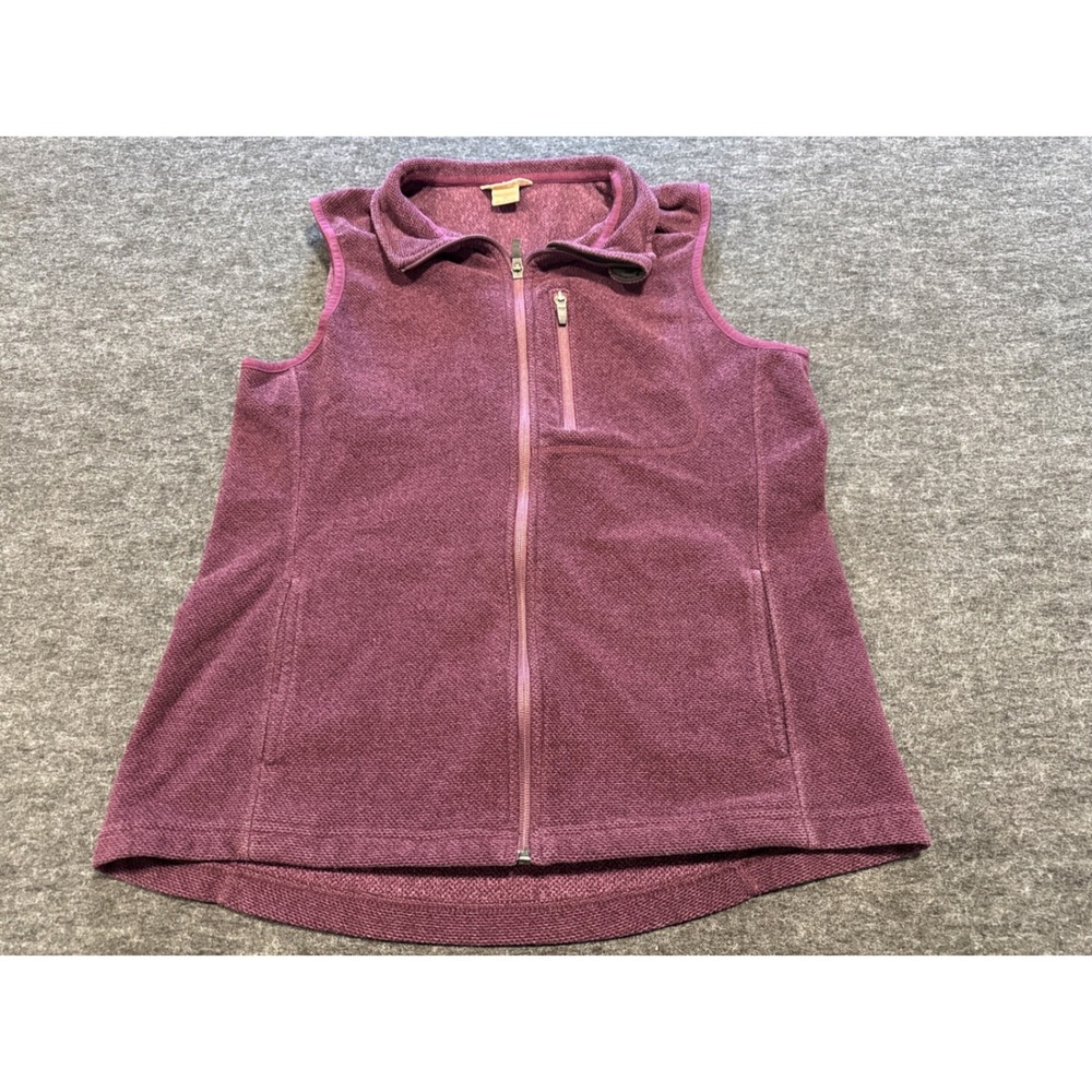 Duluth Trading Co Fleece Vest Women Medium Purple Full Zip Chest Pocket